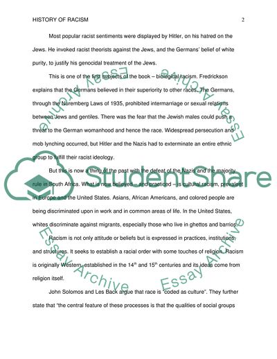 Fredricksons History of Racism