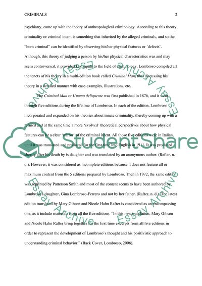 Summary of Cesare Lombrosos Criminal Man