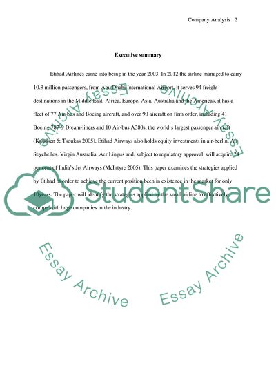 Company Analysis of Etihad Marketing