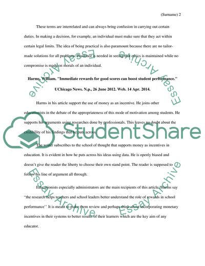 Ethics of Student Cash Reward Strategy