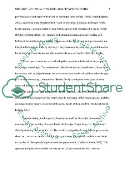 The Emphasis of the UK Government on the Prevention of Diseases