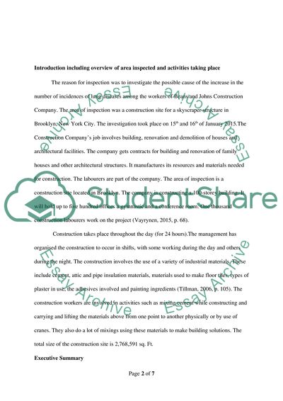 Lung Diseases among the Workers of Beans and Johns Construction Company