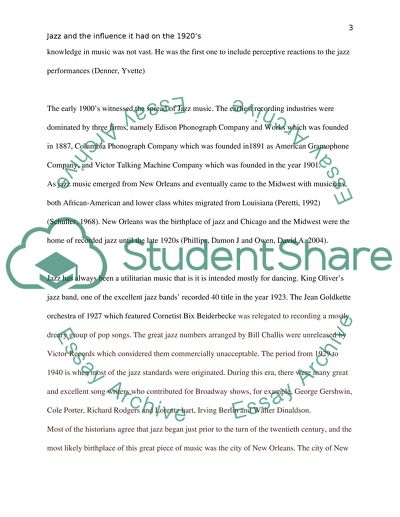 Jazz and the influence it had on the 1920s