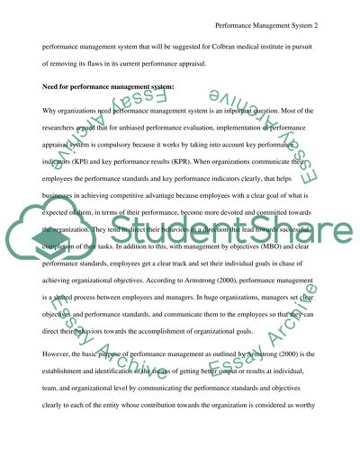 Performance Management System of Colbran Medical Institute