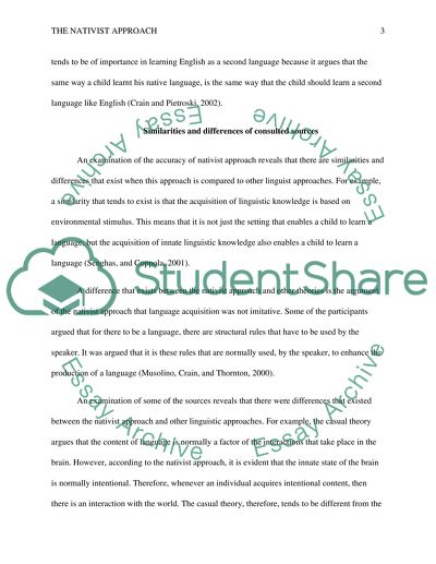 Literature review topic: The Nativist Approach