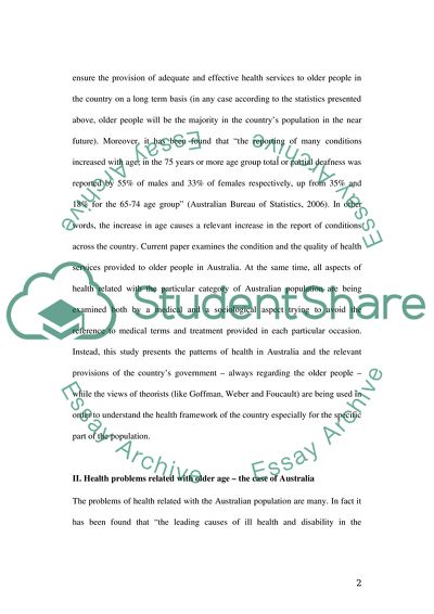 Older Age and Health: Australia