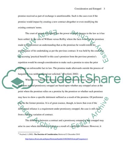 Doctrine of Consideration and Promissory Estoppel