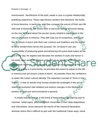 Directors Concept in Anna in The Tropics