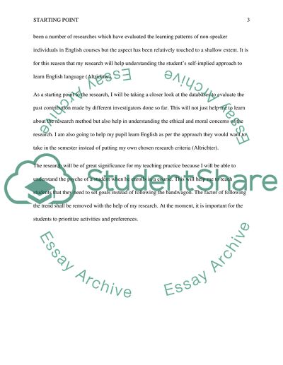 Action Research- The starting point speech