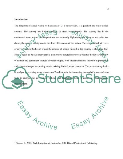 Analysis of Saudi Arabian Water Resources