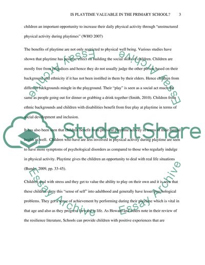 Is playtime valuable in the primary school