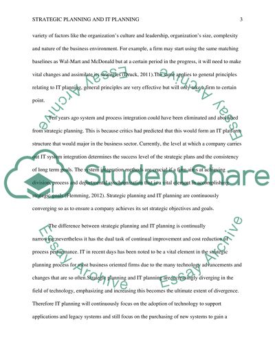 Strategic Planning and IT Planning