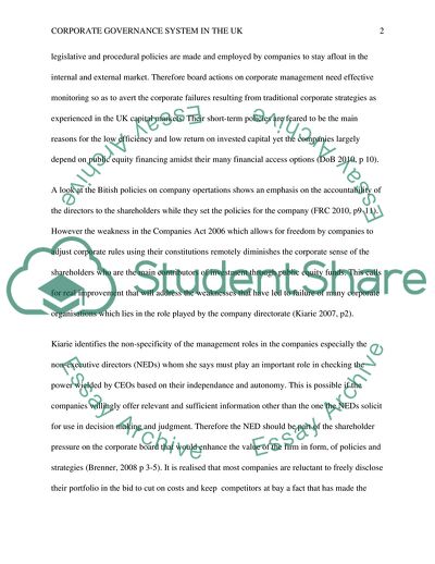 Improving the Current Corporate Governance System in the UK