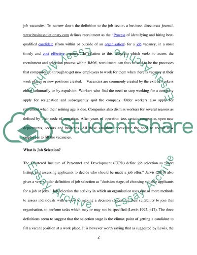 Recruitment and Job Selection