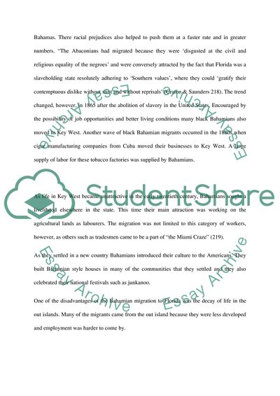 The Reasons for and the Effects of Bahamian Emigration to Florida