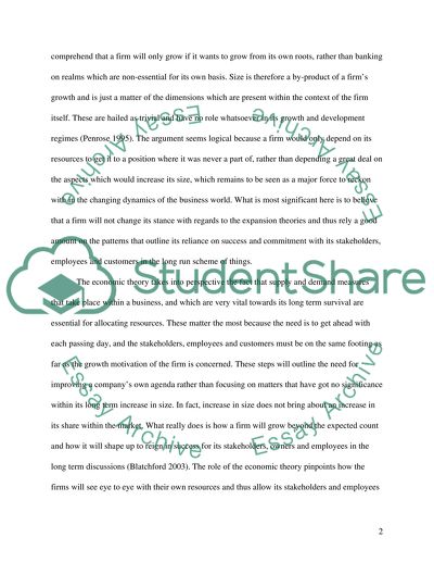 The process of growth and thus there is no optimum size of firm