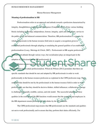 Meaning of Professionalism in HR