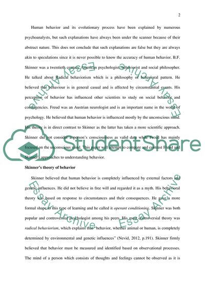 Freud and Skinners Approaches to Understanding Behavior