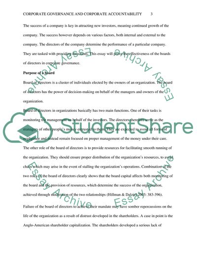 Corporate Governance and Corporate Accountability