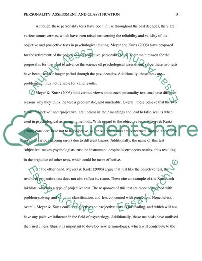 Objective and Projective Psychological Tests