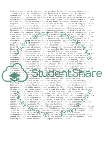 The Lack of Competition in the Audit Marketplace