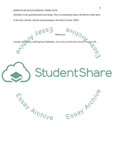 The Analysis of the Occupational Toxicants