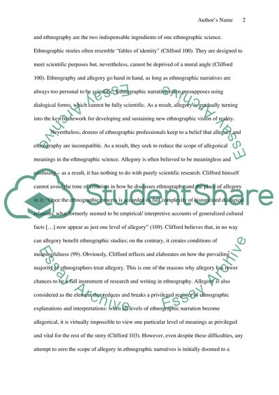 Ethnography: Unrecognized Allegory