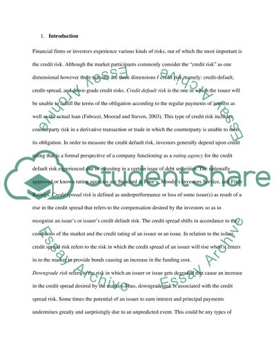 Factors Involved in the Assessment of Credit Default Risk