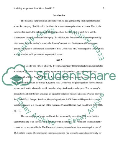 Financial Statement of Real Good Food Plc