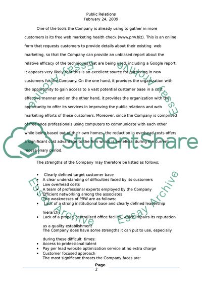 Developing Strategy for PRW Communications