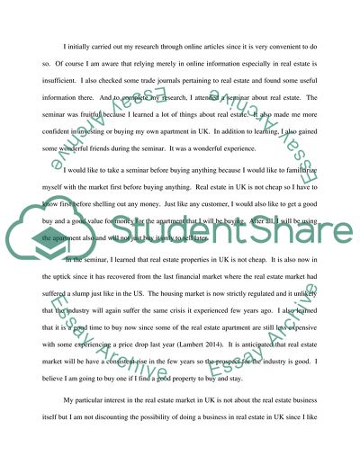 Seminar Contribution in Economy In UK