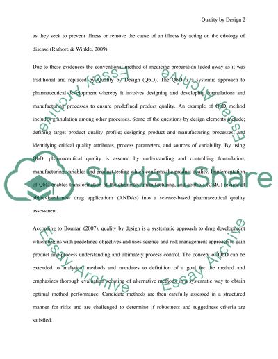 Conventional Medicine and Quality by Design