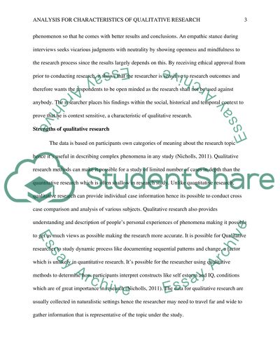 Analysis for Characteristics of Qualitative Research