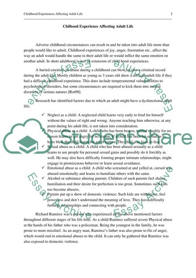 Childhood Experience Affecting Adult Life