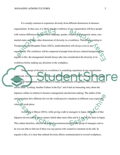 Managing Across Cultures