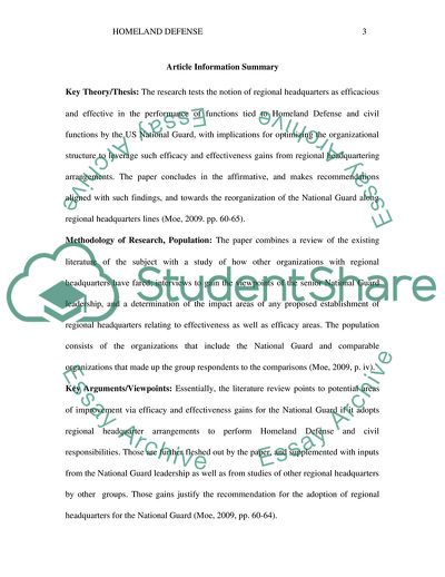 Efficacy of Regional Headquarters for Homeland Defense Missions