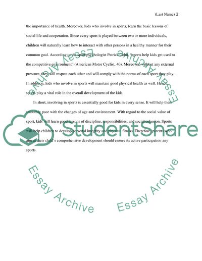 IT IS VERY IMPORTANT TO GET KIDS INVOLVED IN SPORTS