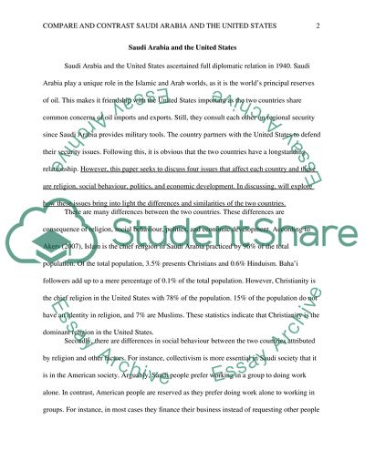 The Contrast between Saudi Arabia and the United States