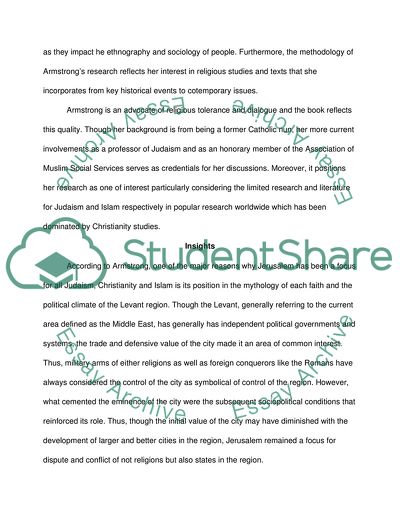 Response Paper RE: Jerusalem