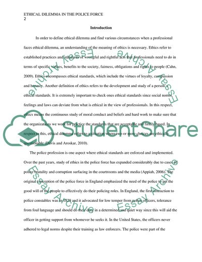 Ethical Dilemma in the Police Force