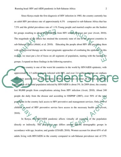 The HIV and AIDS epidemic in Sub-Saharan Africa