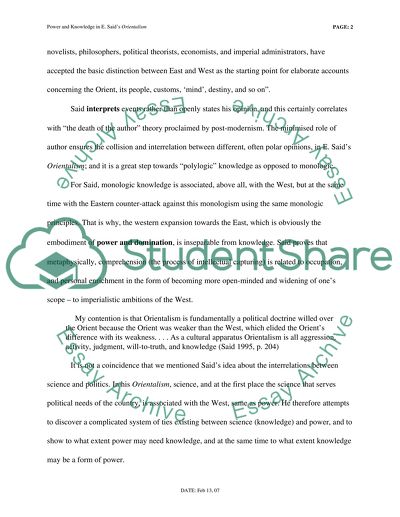 Power and Knowledge In Edward Saids Orientalism