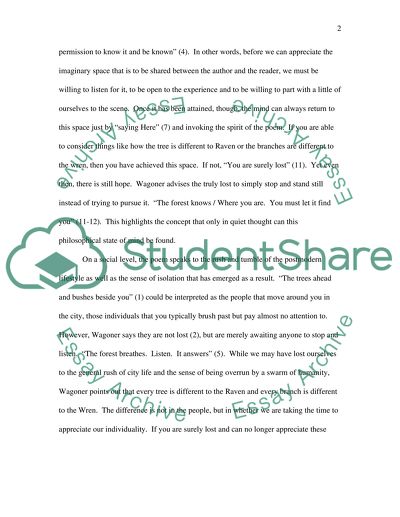 Poem named lost author:david wagoner