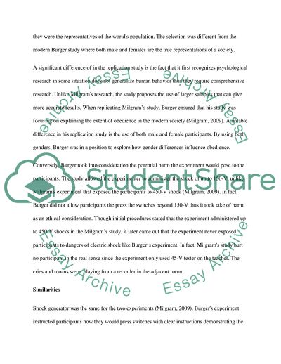 Similarities and Differences between Milgrams (1963) Obedience and Burgers (2009) Replication