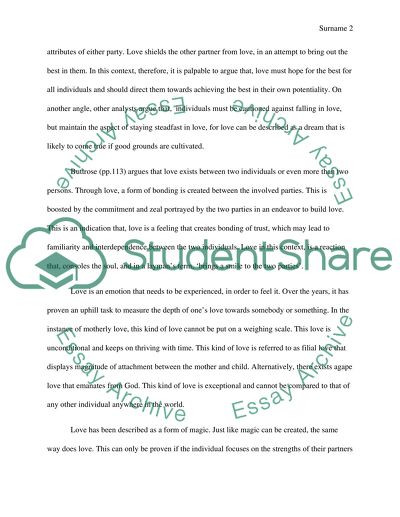 Analyzing Concepts of Love