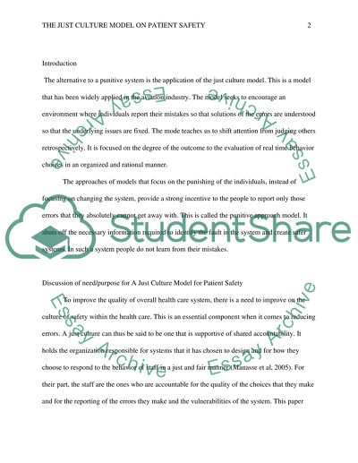 The Just Culture Model on Patient Safety