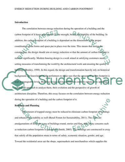 Correlation between Energy Reduction and Carbon Footprint