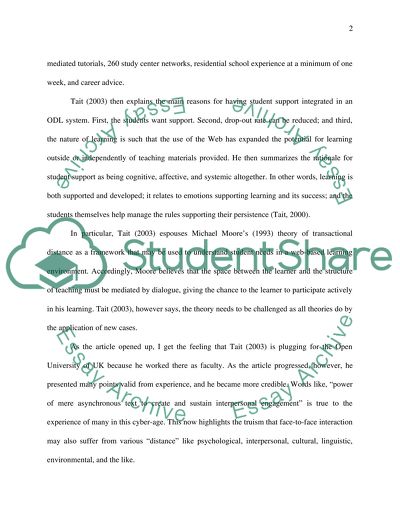 Student Support in Open and Distance Learning