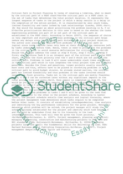 Critical Path Essential in Project Planning