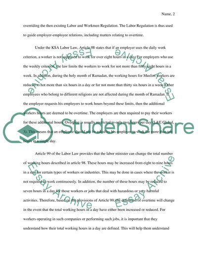 Legal Regulation of Overtime in Saudi Arabia